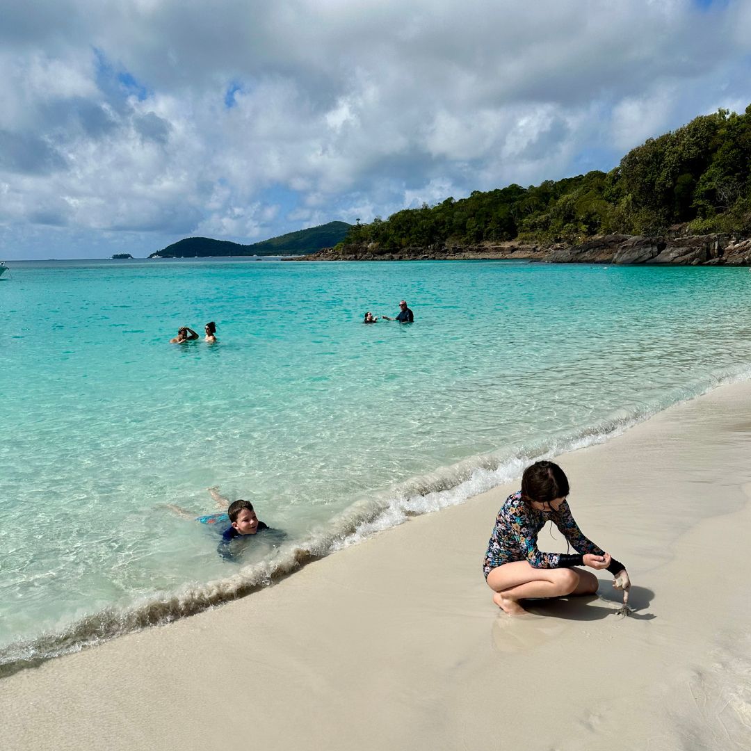 kids at whitehaven beach